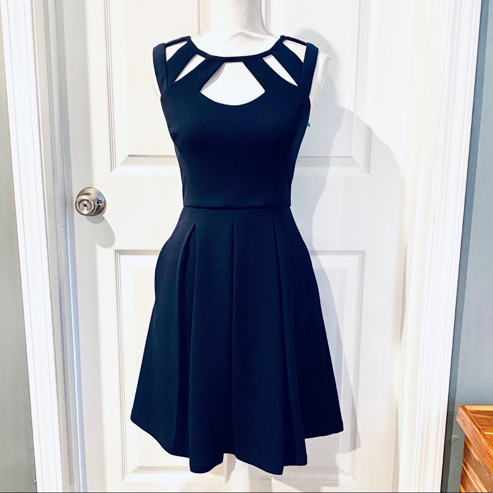 NWOT BETSEY JOHNSON Navy Cutout Fit & Flare Dress